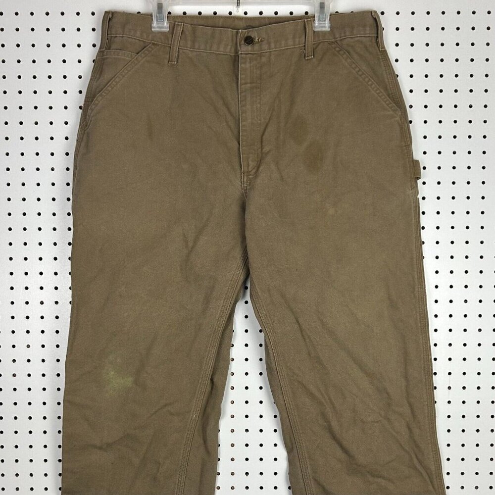 Carhartt Carpenter Pants 36x32 B11 CBR Brown Green‎ Distressed Faded Work Wear - Picture 4 of 8